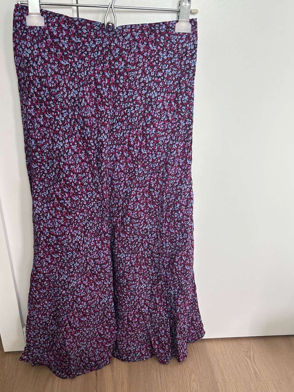Whistles Purple Floral Maxi Skirt with Blue Accents
